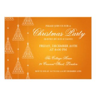 Elegant Party Merry Christmas Trees Orange Invites