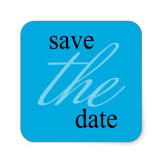 Graceful Save The Date Label (Blue) Square Sticker