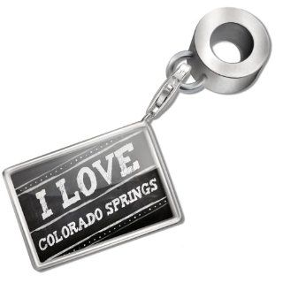 Neonblond Bead/Charm Chalkboard with "I Love Colorado Springs"   Fits Pandora Bracelet Jewelry
