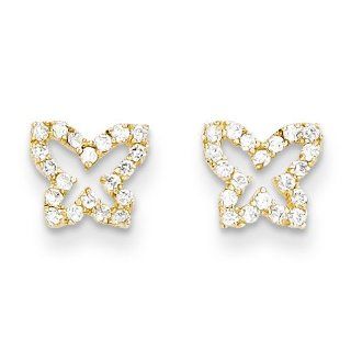 14k Madi K CZ Butterfly Post Earrings Jewelry