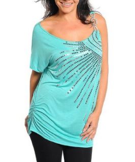 Carpe Diem Women's Jeweled Sequins Top XXX Large Jade Clothing