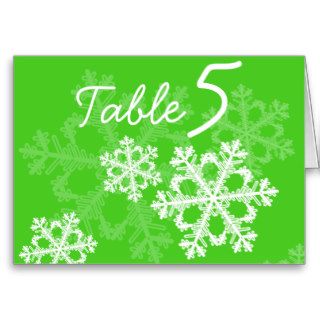Green Snowflakes Christmas Table Number Card