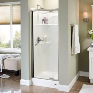 Delta Mandara 31 1/2 in. x 66 in. Pivot Shower Door in Brushed Nickel with Frameless Clear Glass 159315
