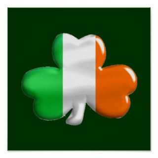 Irish Shamrock Clover Flag Poster