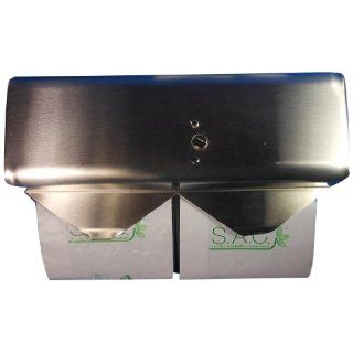 S.A.C SD3022R 22 Gauge Steel Sanitary Napkin Disposal Double Roll Dispenser, 10" Length x 5 1/8" Width x 3 1/2" Height, Stainless Steel Sanitary Products Receptacles