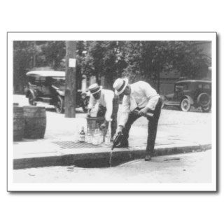 Prohibition Pouring Whiskey into a Sewer Vintage Postcards