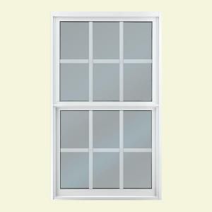 JELD WEN Premium Atlantic Single Hung Vinyl Windows, 37 in. x 63 in., White LowE and Turtle Code Glass and Grid DISCONTINUED 404374