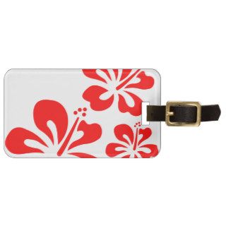 Red Hibiscus Flower Travel Bag Tags