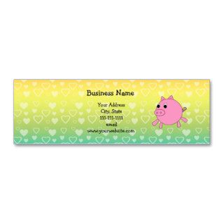 Cute pig rainbow hearts business card template