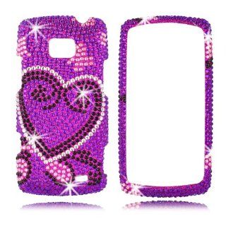 Talon Full Diamond Bling Phone Shell for LG VS740 Ally   US Cellular/Verizon   1 Pack   Retail Packaging   Purple Heart Cell Phones & Accessories