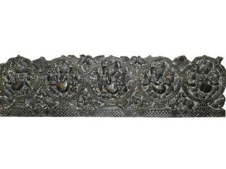 Ganesh Carved Five Forms Hindu God Ganesha Carving of Wall Panel India   Wood Carved Headboard