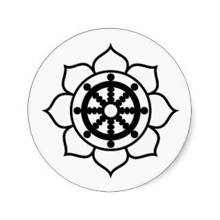 Lotus Flower Dharma Wheel Round Stickers