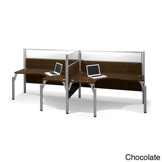 Bestar Pro Biz Adjustable Double Side by Side L Desk Workstation Bestar Cubicles