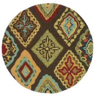 Loloi Rugs Olivia Life Style Collection Brown Multi 3 ft. Round Area Rug OLVAHOL02BRML300R