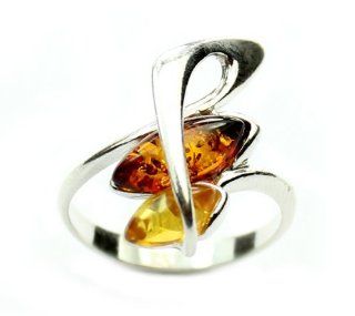 SilverAmber Lovely Baltic Amber & 925 Sterling Silver Designer Ring GL424N Jewelry