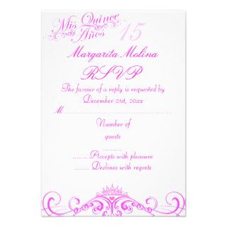 Pink Princess Tiara Quinceanera RSVP Invites