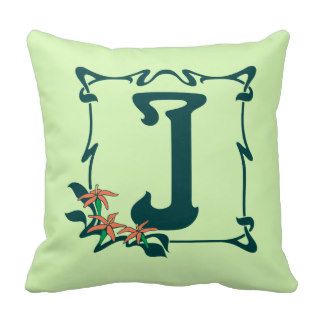 Fancy vintage art nouveau letter J Throw Pillow