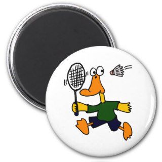 XX  Duck Playing Badminton Cartoon Refrigerator Magnet