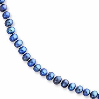 14K Gold 4 4.5mm Black Freshwater Onion Cultured Pearl Necklace 20 Inches Jewelry