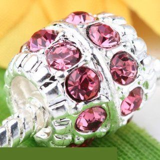 20pc Silver Plated Rose Crystal Charm Fit European Bead Bracelet AB451 2  
