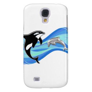 Orca and Dolphin in the Waves Galaxy S4 Cases