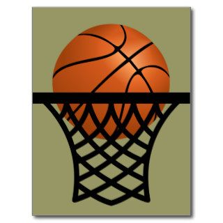 basketball going into hoop postcards