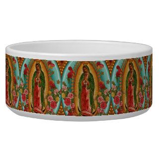 Guadalupe Mexican Virgin Mary Catholic Miracle Dog Food Bowls
