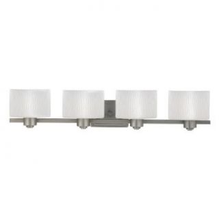 Quoizel PF8604ES Pacifica 6 1/2 Inch Bath Bar with Four Lights with Opal Etched Glass, with Wave Pattern, Empire Silver Finish   Vanity Lighting Fixtures  