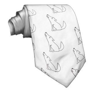 Coyote wolf dog howling   fun ink line drawing art necktie