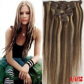 70g 7PCS Long Straight Clip in Human Hair Extensions Charming Stylish Remy hairpieces (18")  Beauty