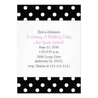 Black and White Polka Dot Print Party Invitation