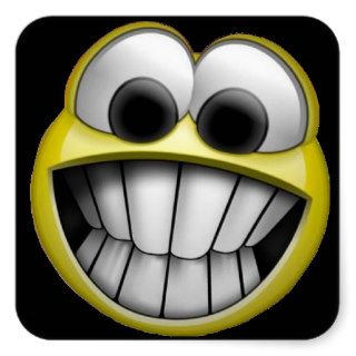 Grinning Happy Smiley Face Square Sticker