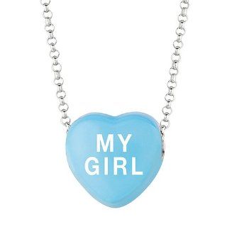 Blue Enamel "My Girl" Sweethearts Sterling Silver Necklace, 16 Inch Jewelry