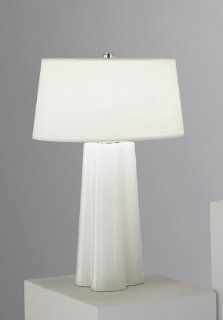 Robert Abbey 434 Lamps with Translucent White Mont Blanc Parchment Shades, Polished Nickel Accented White Cased Glass Finish   Table Lamps  