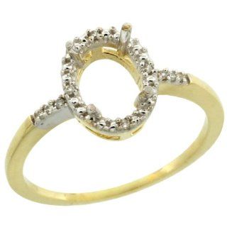 10k Gold Semi Mount ( 8x6 mm ) Oval Stone Ring w/ 0.033 Carat Brilliant Cut Diamonds, 13/32 in. (10.5mm) wide, size 5.5 Jewelry
