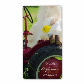 Bride on Tractor Country Wedding Favor Tags Personalized Shipping Label