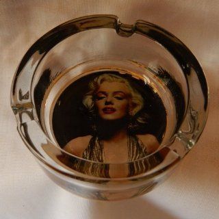 Marilyn Monroe Ashtray Round Glass Clear Cigarette Cigar 3.5"   Decorative Trays