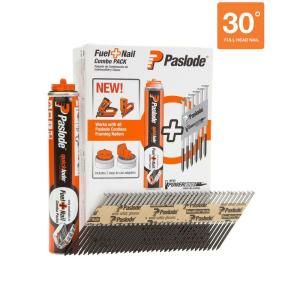 Paslode 3 in. x 0.120 Brite Smooth Shank Fuel + Nail Pack (1,000 Nails + 1 Fuel Cell) 650524