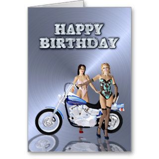 Birthday with girls and a motorcycle cards