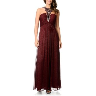 Cachet Women's Glitter Knit Novelty Gown Evening & Formal Dresses