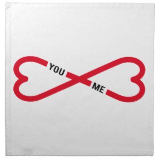 never ending love, infinity sign, text you and me cloth napkins