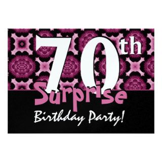 SURPRISE 70th Birthday Pink Burgundy Flowers Personalized Announcement