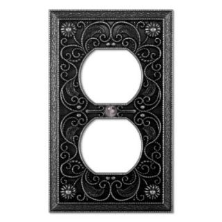 Creative Accents Arabesque 1 Duplex Wall Plate   Antique Pewter 9DCP108