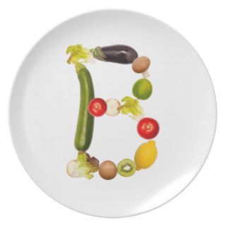 letter "B" of fruits and vegetables Dinner Plate