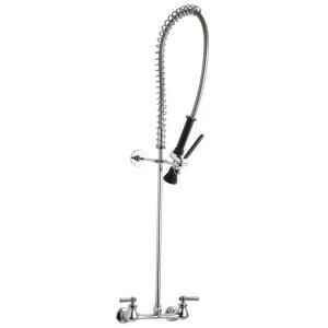 Chicago Faucets 2 Handle Kitchen Faucet in Chrome with 44 in. Flexible Stainless Steel Hose Spout 510 GCLABCP