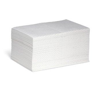 New Pig MAT455 Polypropylene Oil Only Absorbent Mat Pad, 18 Gallon Absorbency, 20" Length x 15" Width, White (Bag of 100) Science Lab Spill Containment Supplies
