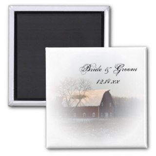 Snow Covered Barn Wedding Save the Date Magnet