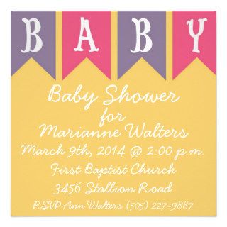 Simple Yellow Baby Shower Invitation