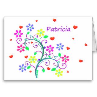 Happy Birthday Patricia with Flowers Hearts & Love Card