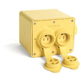 Woodhead 35W34 Watertite Heavy Duty Outlet Box, Closure Caps, NEMA L7 15 Configuration, 4 Receptacles, .437 .687" Cord Diameter, 15A at 50/60Hz and 277V Voltage Electric Plugs